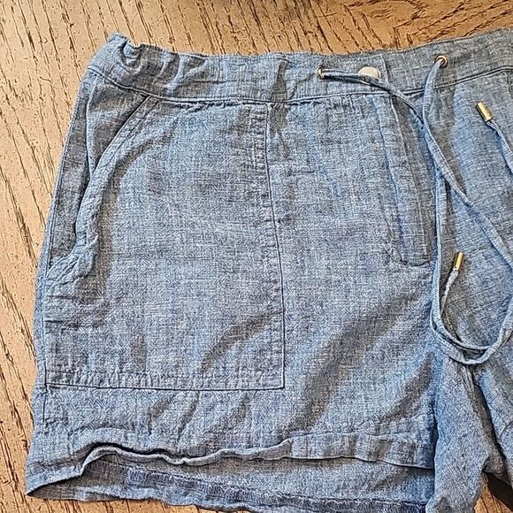 Denim linen Michael Kors shorts size 6 adjustable waist - Picture 2 of 10